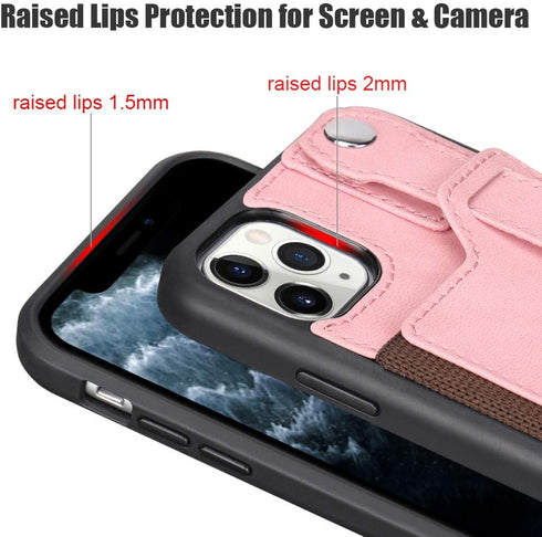 TOOVREN Phone Cover for iPhone 11 Pro Max Wallet Case with Card Holder PU Leather Kickstand Fits iPhone 11 Pro Max Case with Strap Stand Adjustabl...